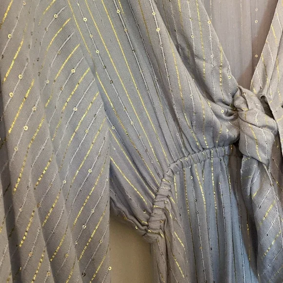 Tuckernuck Sundress Blue Golden Goddess Maxi Dress M/L - Picture 3 of 4